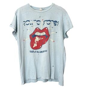 Madeworn Rolling Stones Blue Distressed T Shirt Size Large *flawed